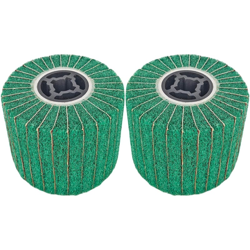 JONAS C 2 Pcs 240 Grit Burnishing Polishing Wheel Drum, 4.7" x 4" Abrasive Drawing Wheel Drum, Flap Sanding Drum, Surface Conditioning Tool Drum for Metal, Wood, Plastic - Image 2